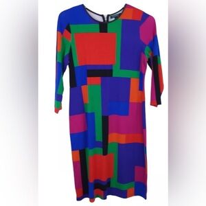 Ralph Lauren color block dress With The Leather Trim Around The  Neck Size M